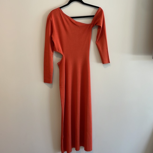 NWT Cult Gaia Knit Asymmetric Cut Out MIDI Dress In Meduim in Chili Color - Picture 9 of 13